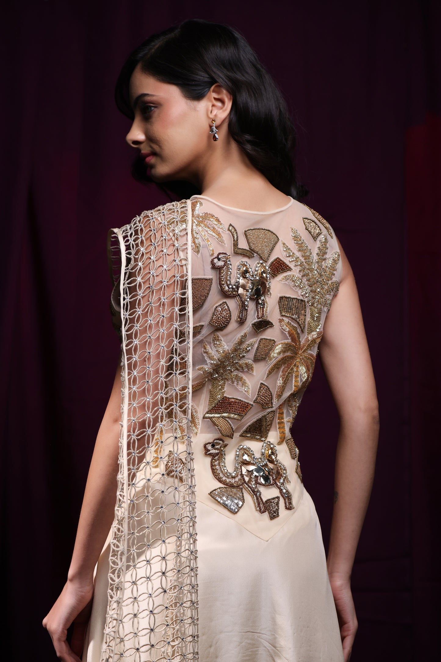 Sufra Cutwork Saree style Gown