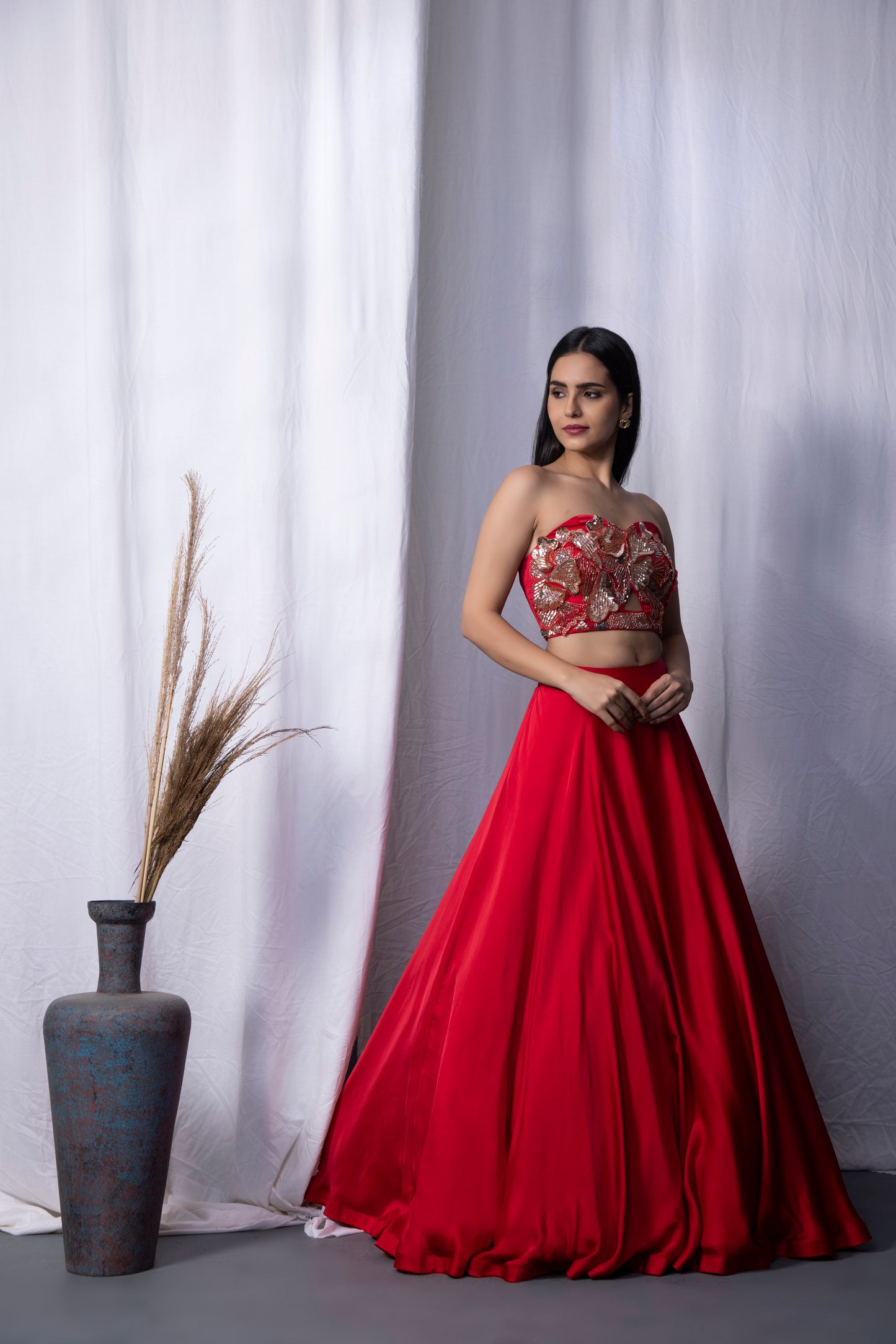 Red Dunes Drape Bralet Skirt