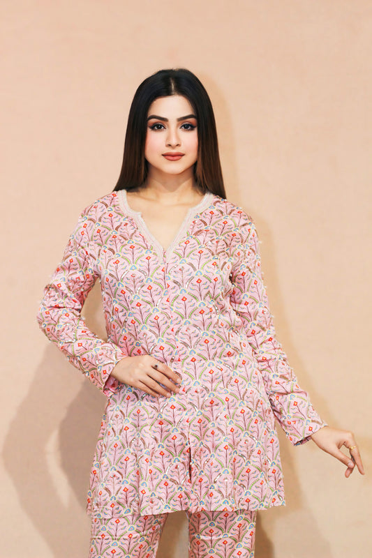 Kumud Short-Jacket Digital Print Bell-Bottom