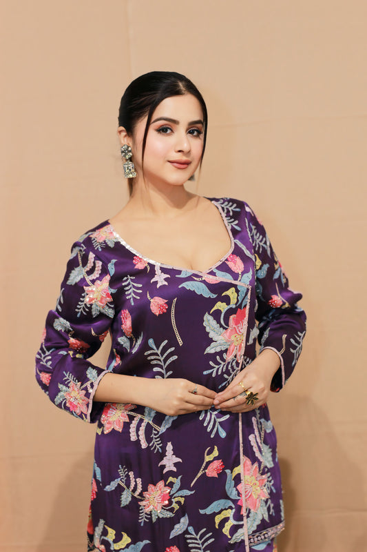 Phulwari Digital Print Angrakha Sharara