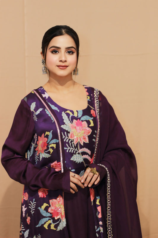 Upvan Princess Cut A-line Digital Print Suit