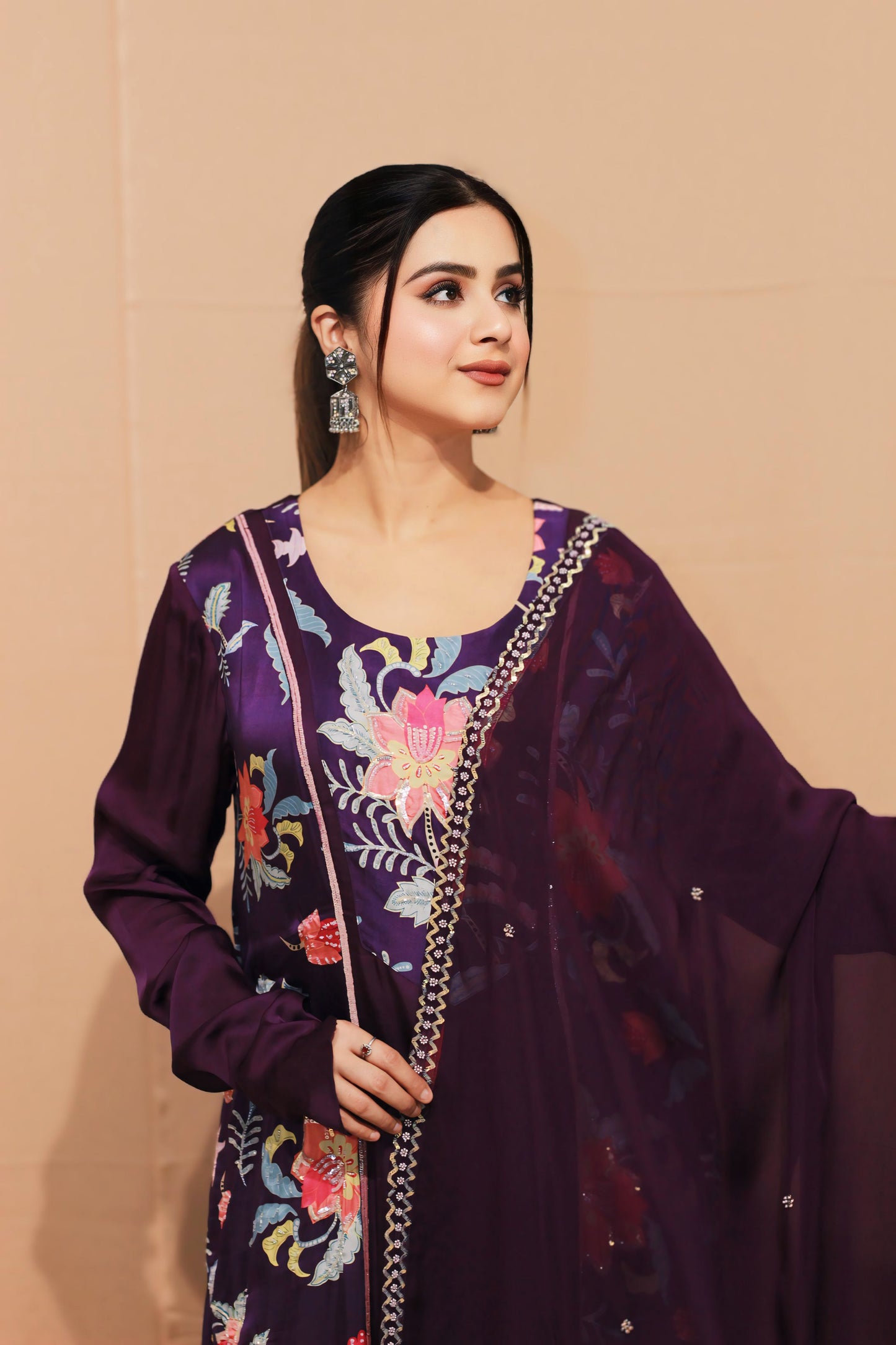 Upvan Princess Cut A-line Digital Print Suit