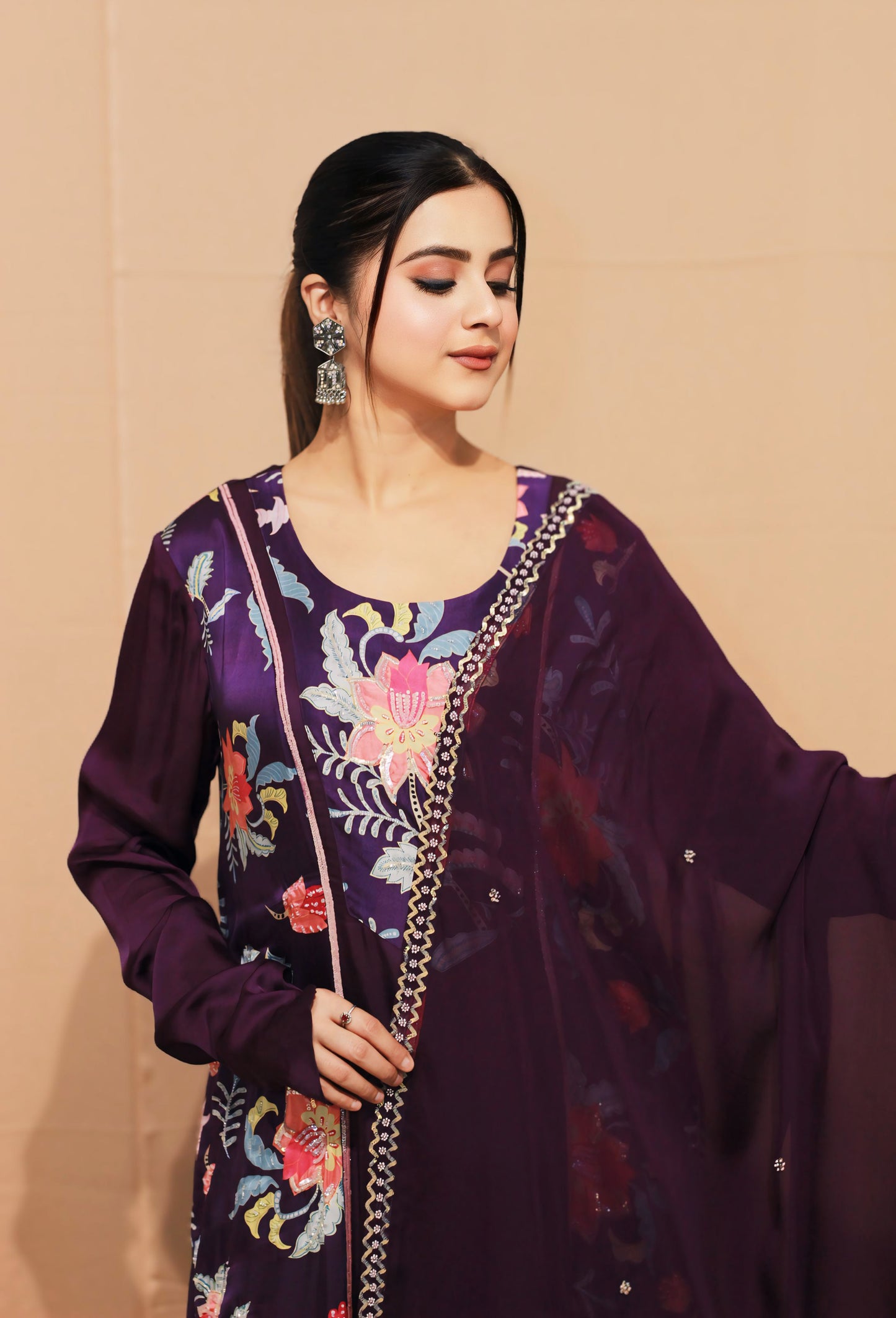 Upvan Princess Cut A-line Digital Print Suit