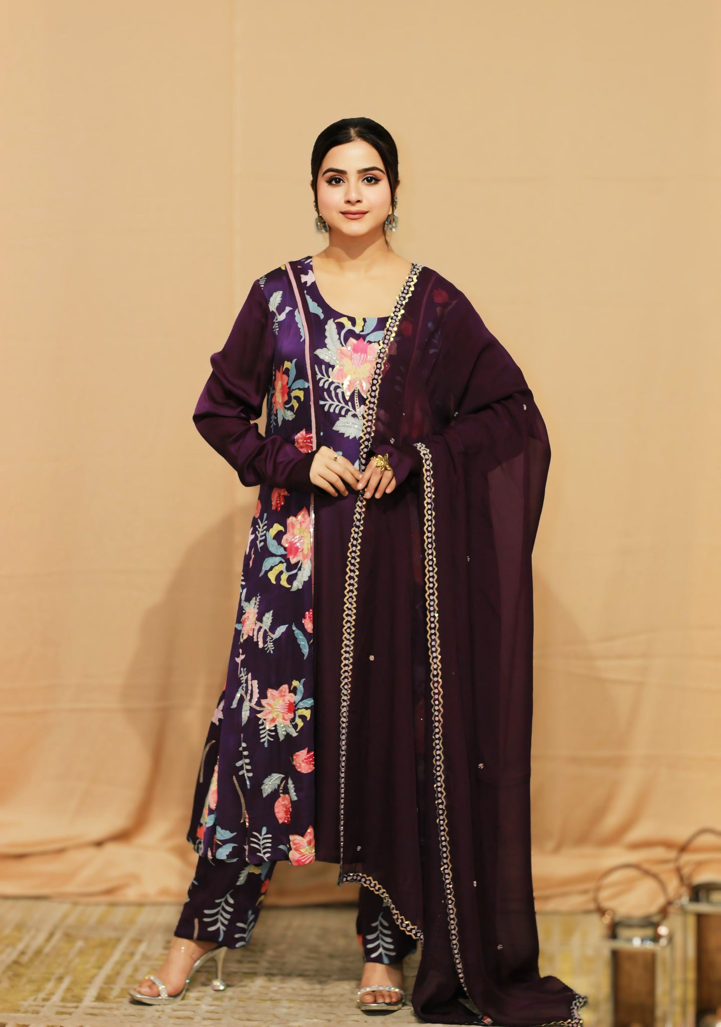 Upvan Princess Cut A-line Digital Print Suit