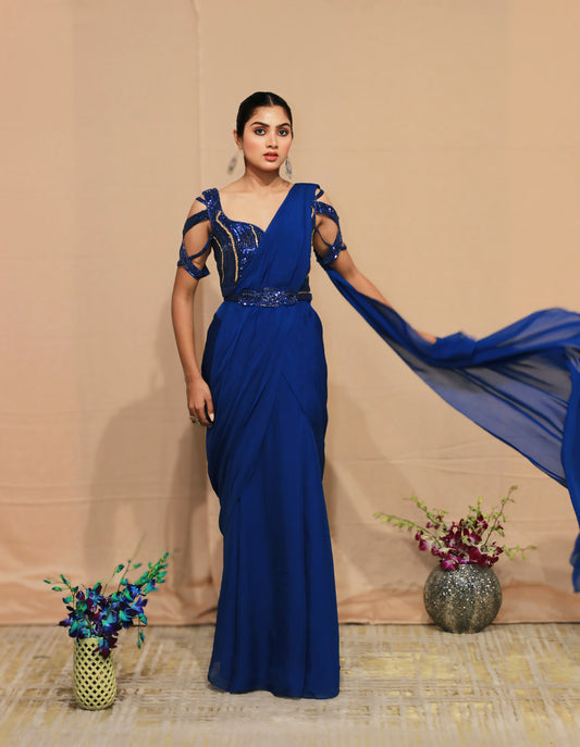 Indus Blue Drape Saree