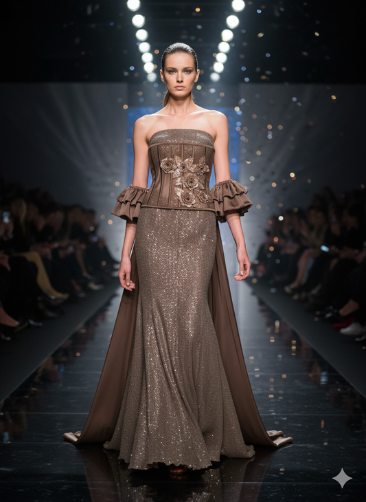 Shimmery Corset Fishcut Skirt