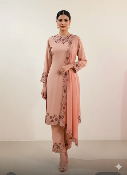 Mocha Cutwork Suit Set