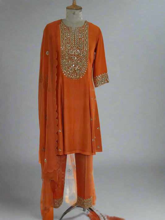 Saffira Orange Anarkali Suit Set