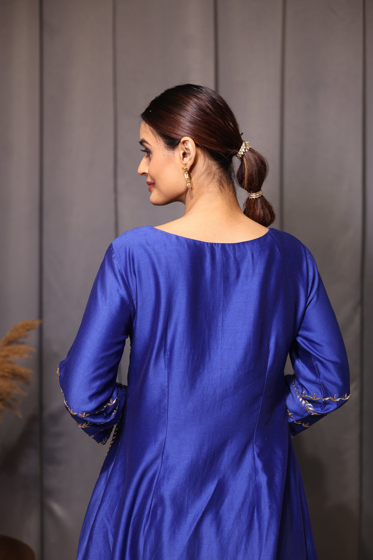 Firoza Threaded Royalty Blue A line Suit