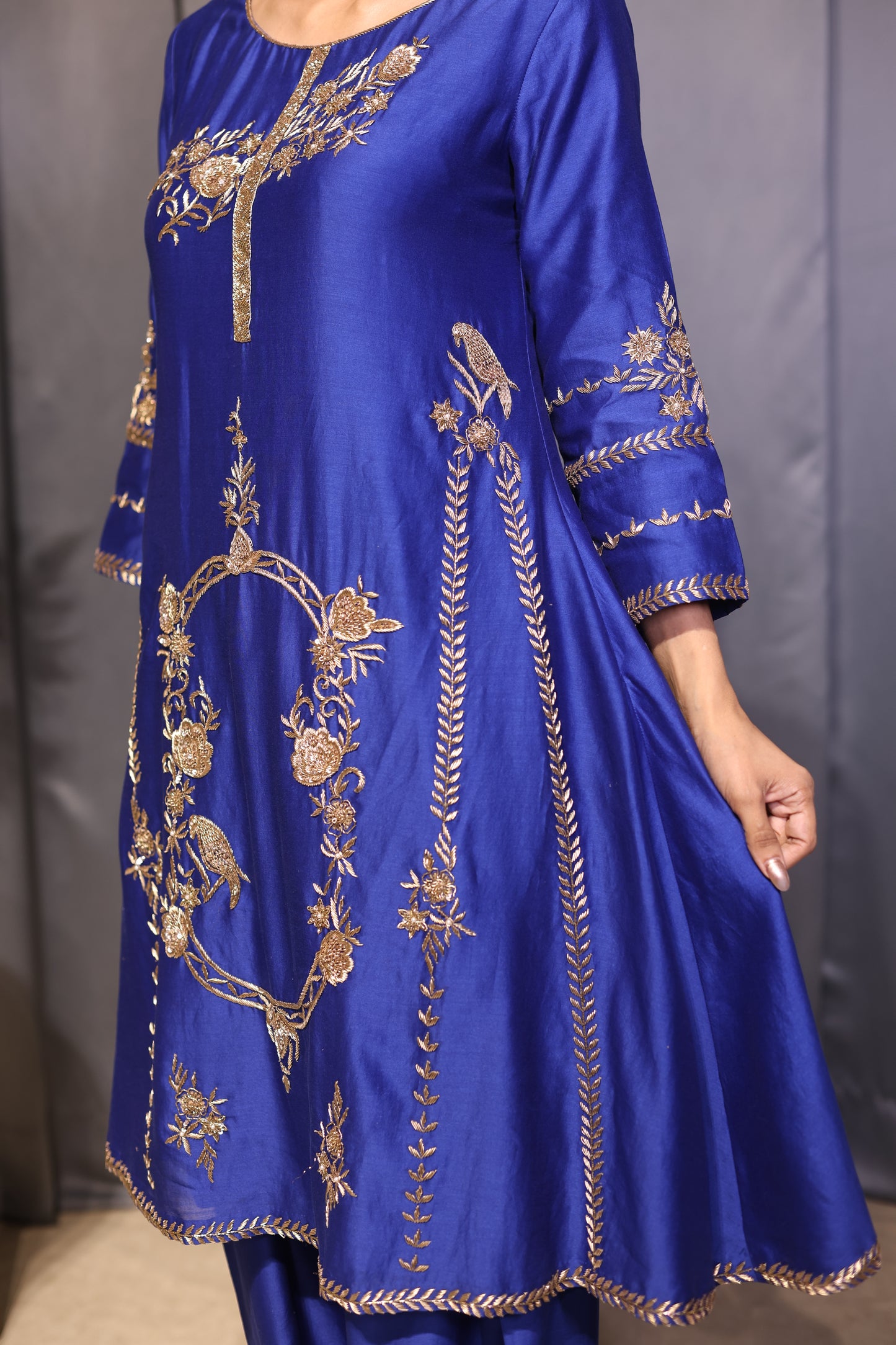 Firoza Threaded Royalty Blue A line Suit