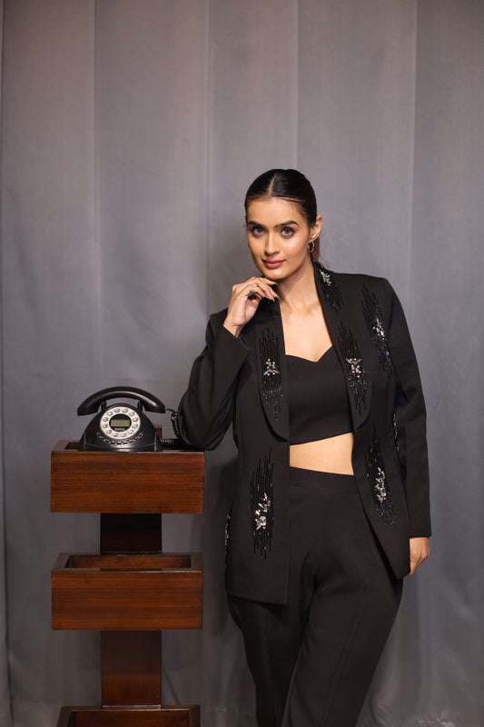 Black Front Stone Blazer