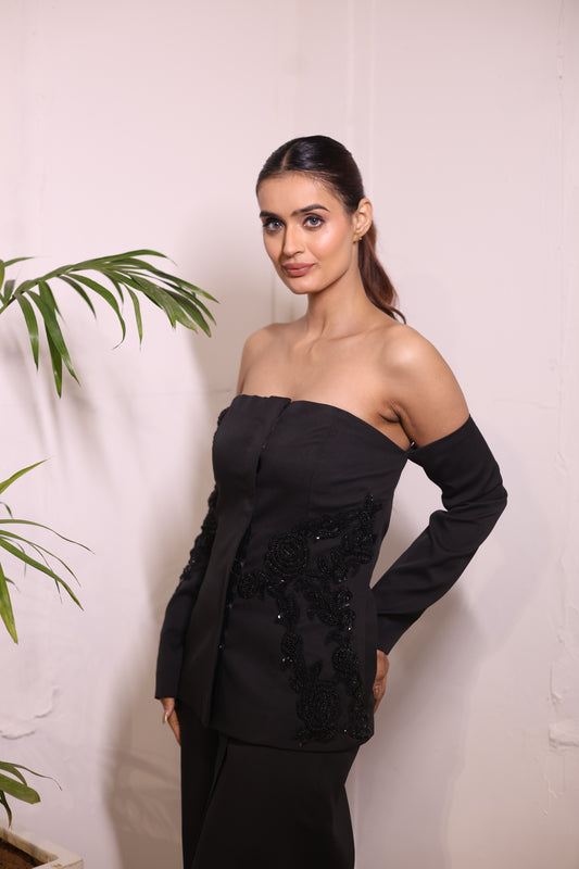 Black Tube Blazer ( 2 piece set )