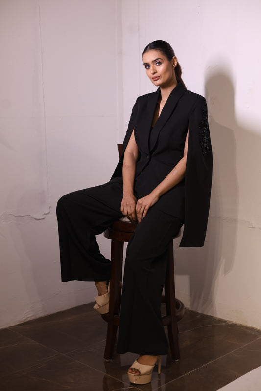 Black Cape blazer ( 2 piece set )