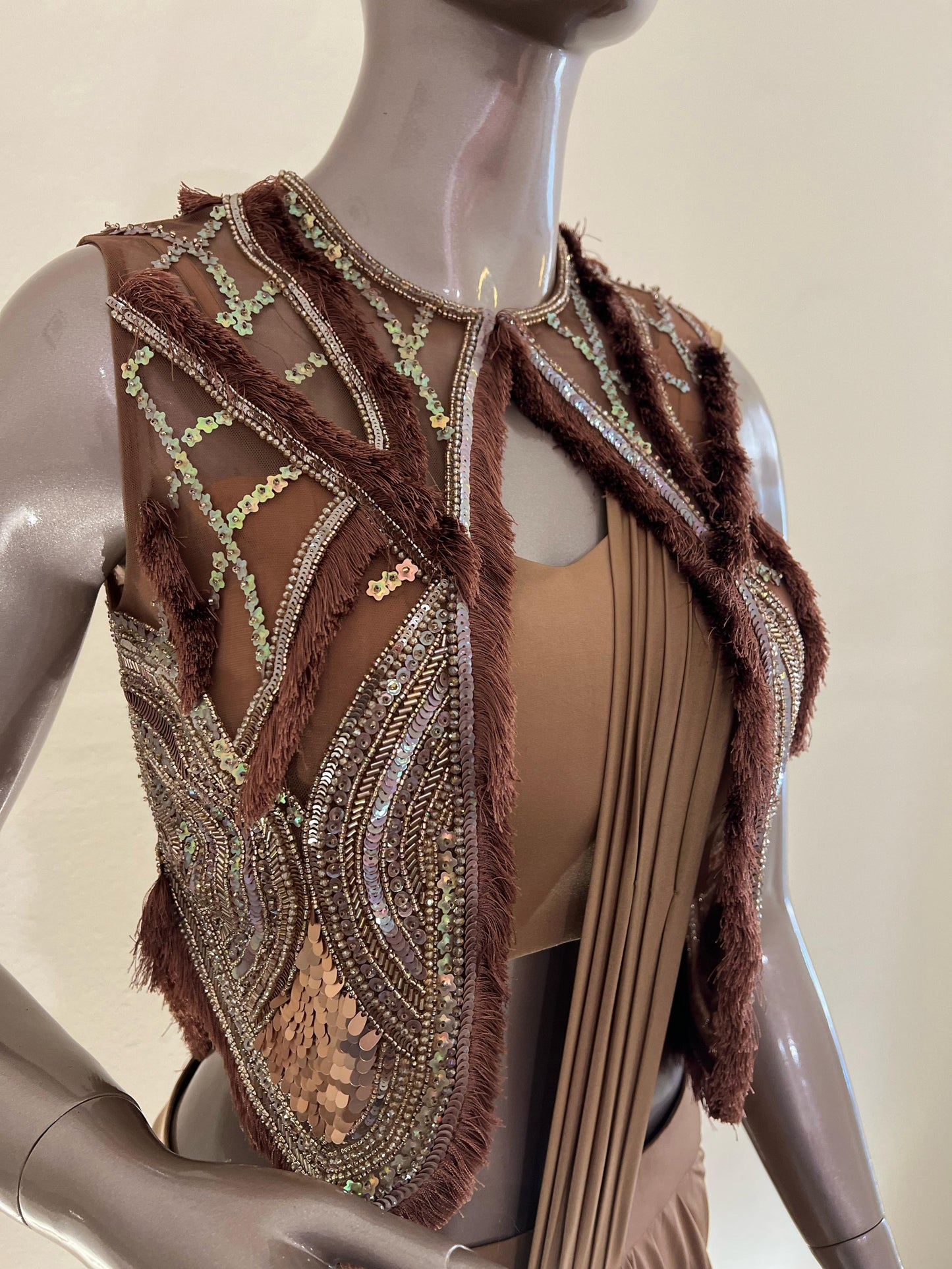Mocha Jacket Style Drape Saree