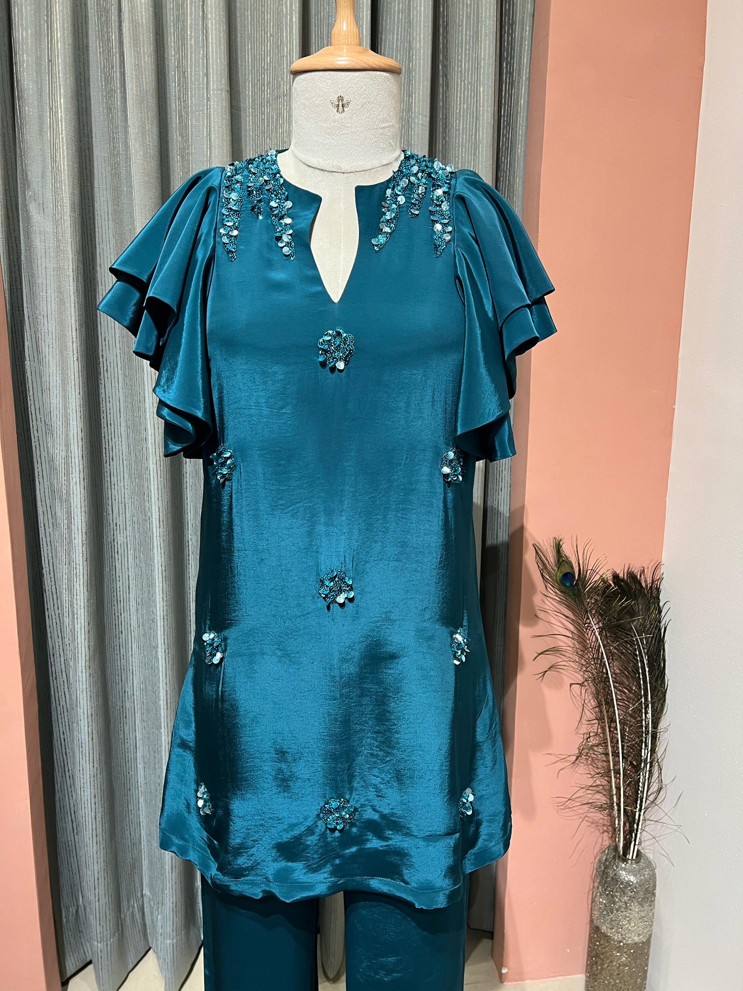 TURQUISE EMBROIDED CO-ORD SET