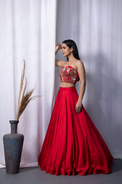 Red Dunes Drape Bralet Skirt