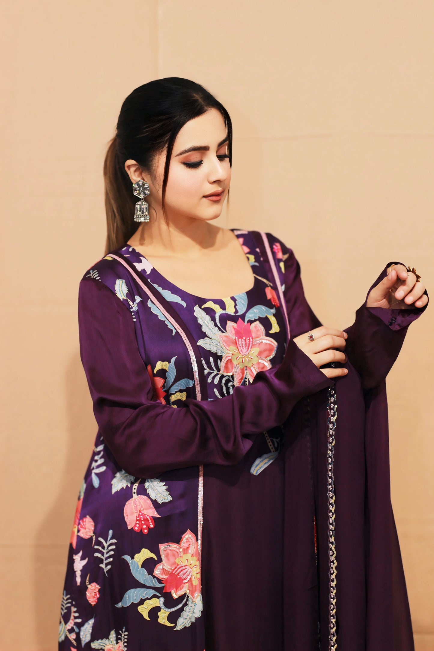 Upvan Princess Cut A-line Digital Print Suit