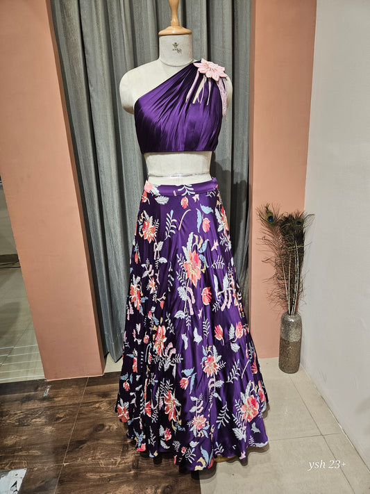 Chandni Digital Print Embroided Lehenga
