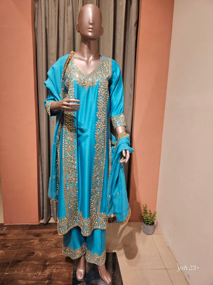 Ocean Glow Blue Straight Suit Set