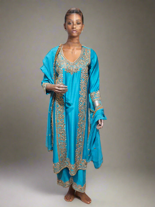 Ocean Glow Blue Straight Suit Set