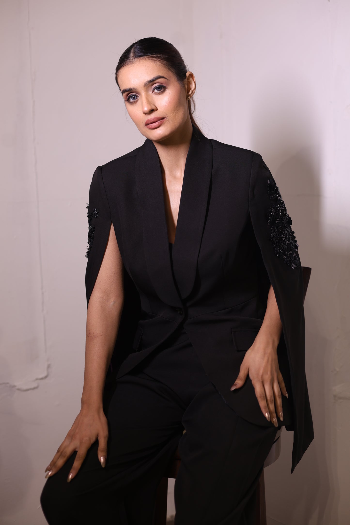 Black Cape blazer ( 2 piece set )