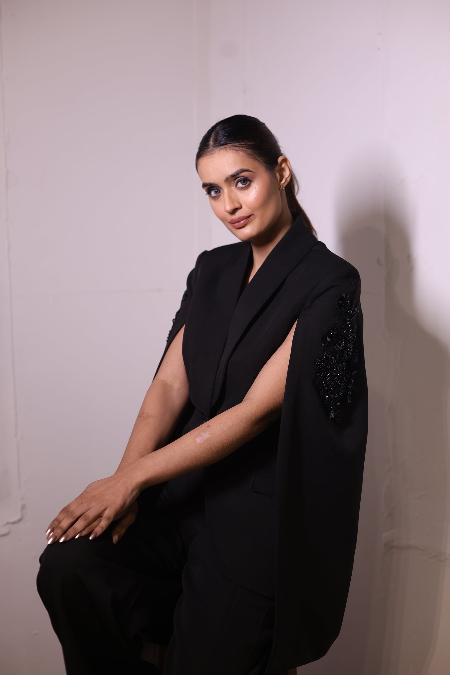 Black Cape blazer ( 2 piece set )