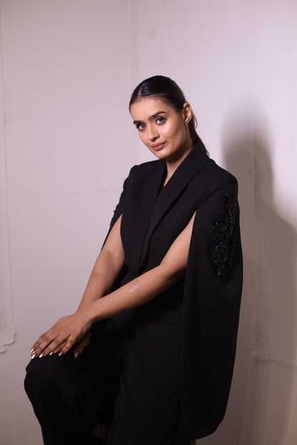 Black Cape blazer ( 2 piece set )