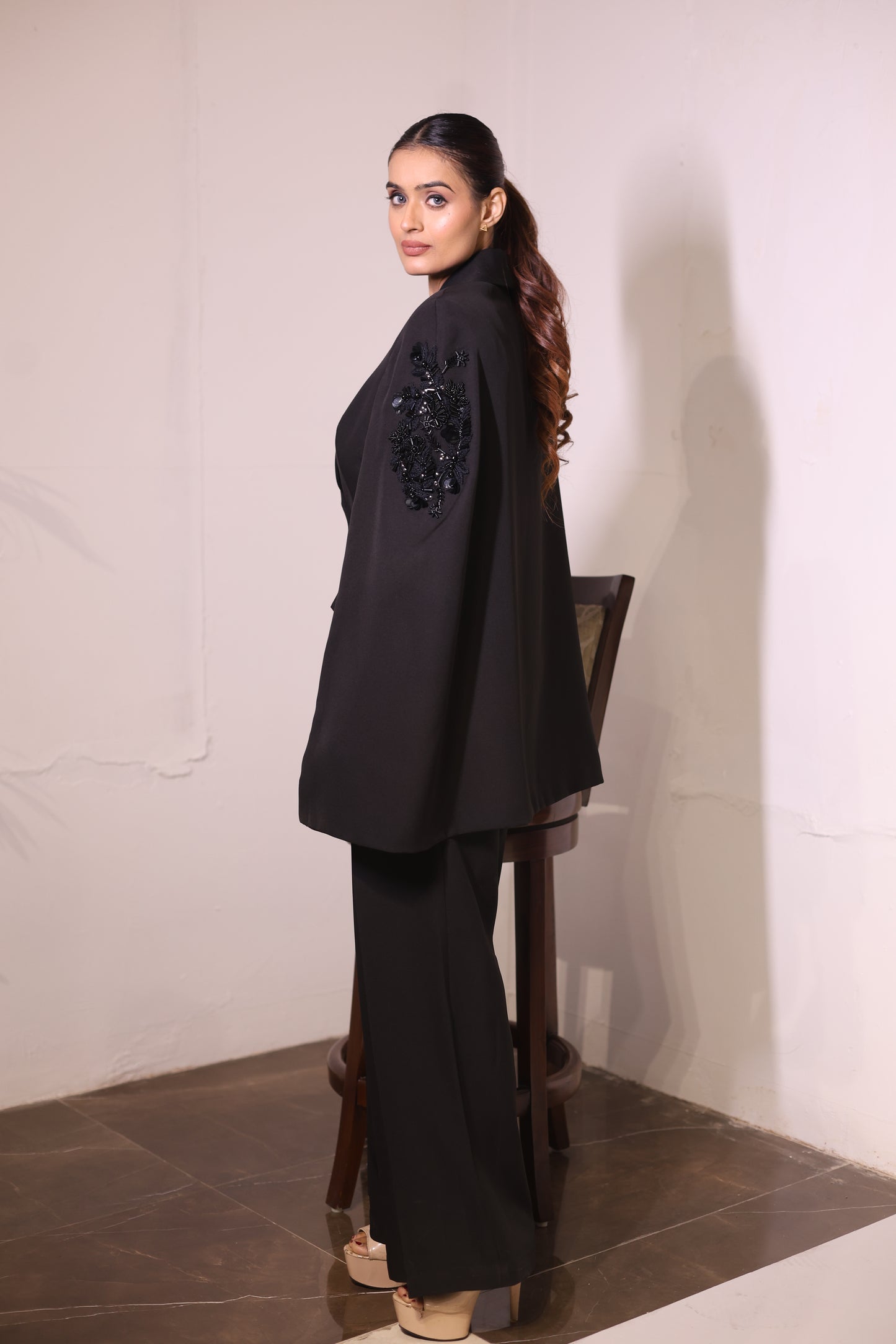 Black Cape blazer ( 2 piece set )