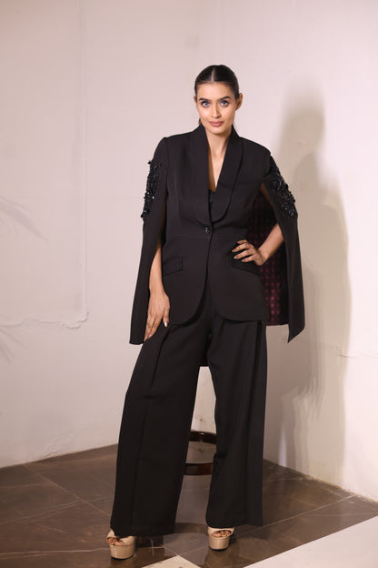 Black Cape blazer ( 2 piece set )