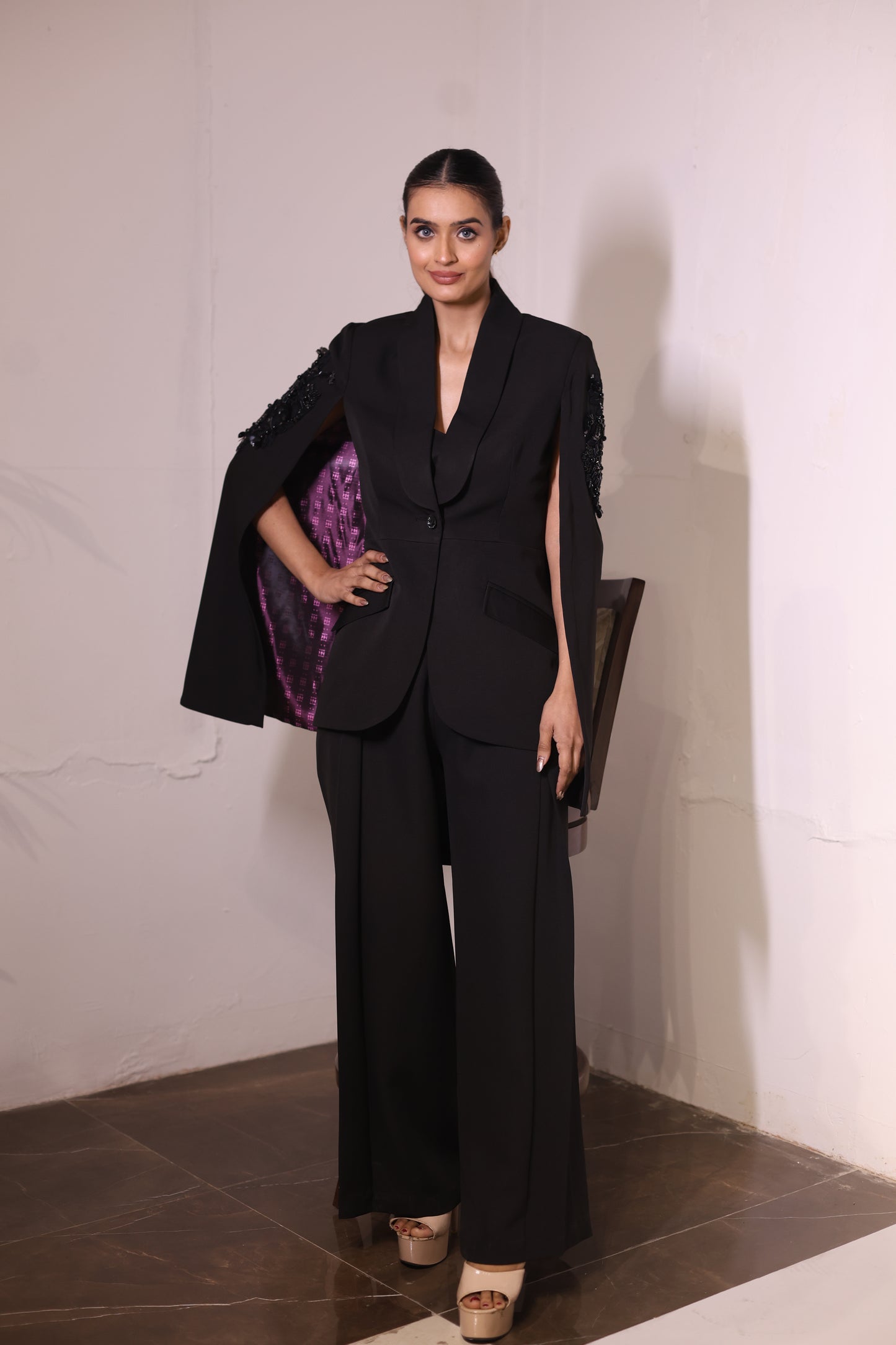 Black Cape blazer ( 2 piece set )