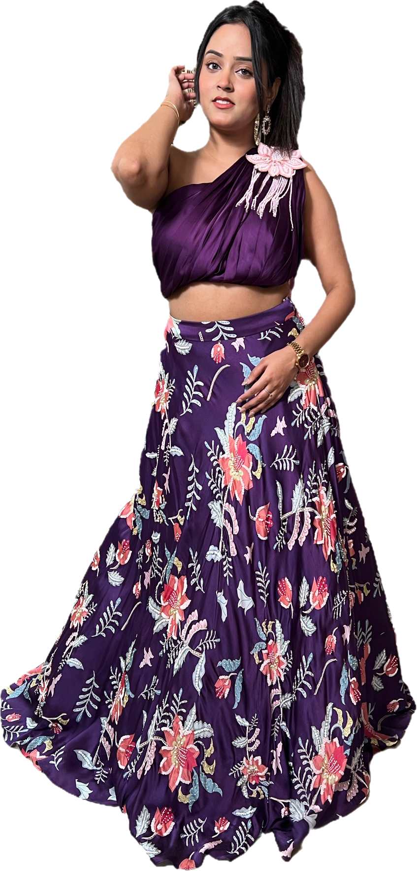 Chandni Digital Print Embroided Lehenga