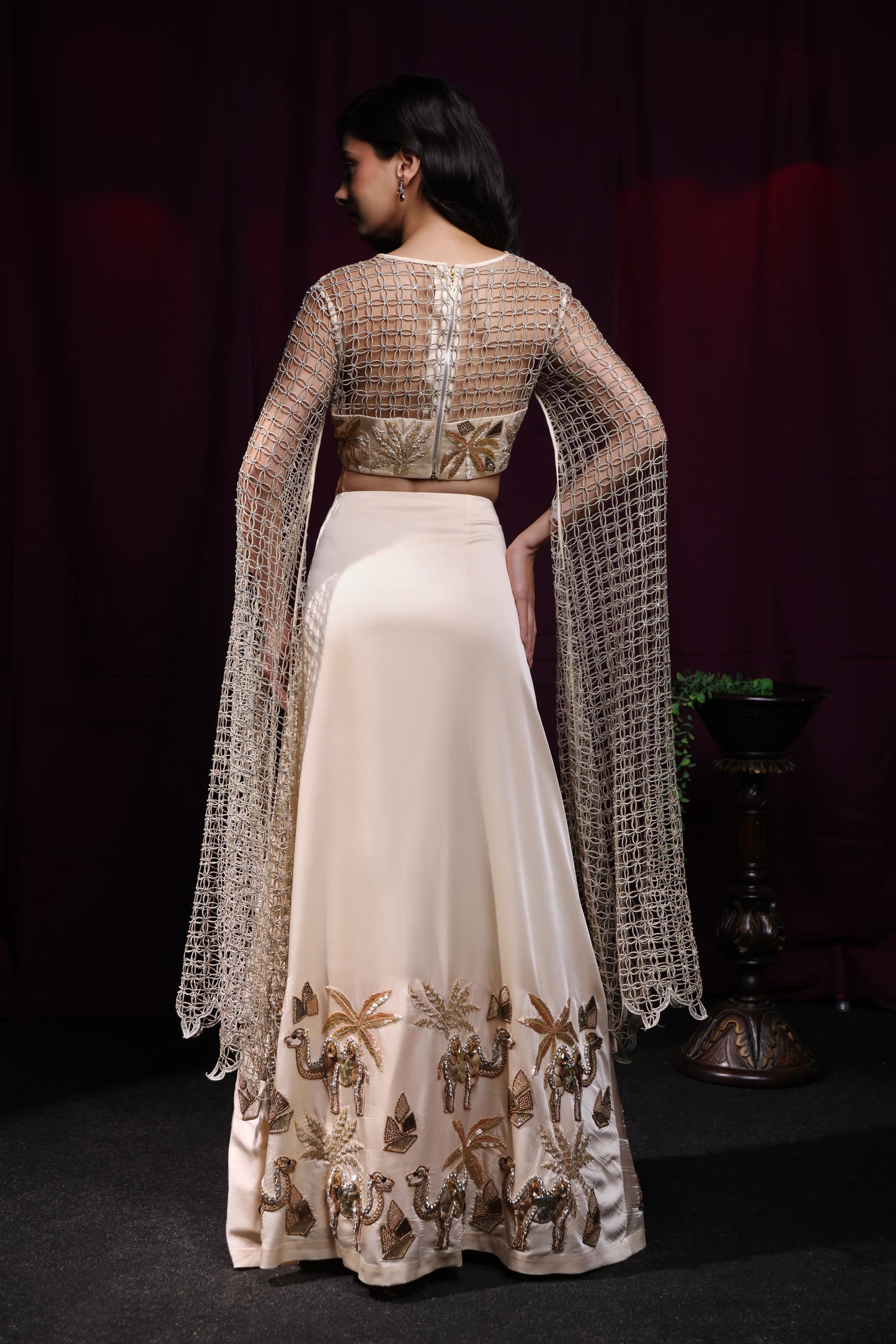 Alnoor Lehenga Drape Cutwork