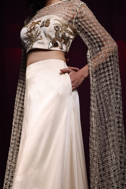 Alnoor Lehenga Drape Cutwork