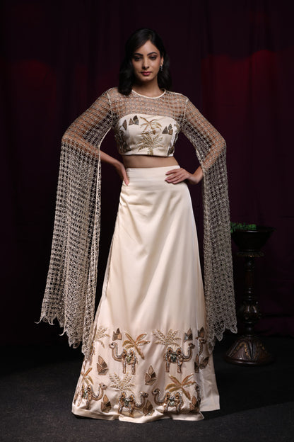 Alnoor Lehenga Drape Cutwork