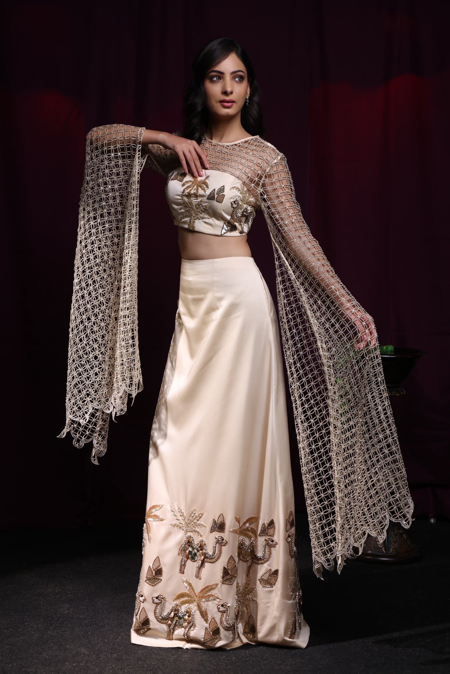 Alnoor Lehenga Drape Cutwork