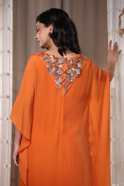 Orange Flowy Kaftaan