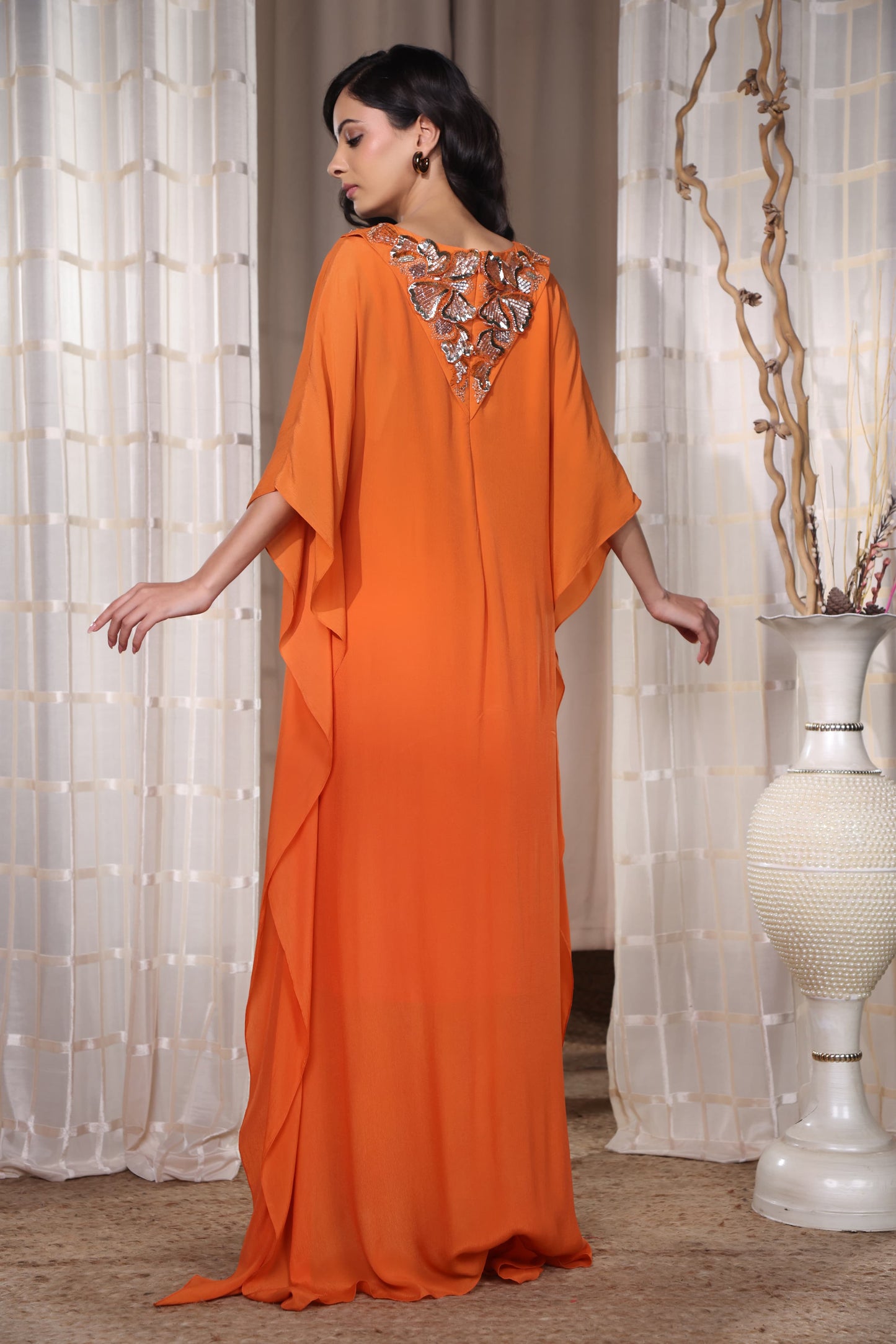 Orange Flowy Kaftaan