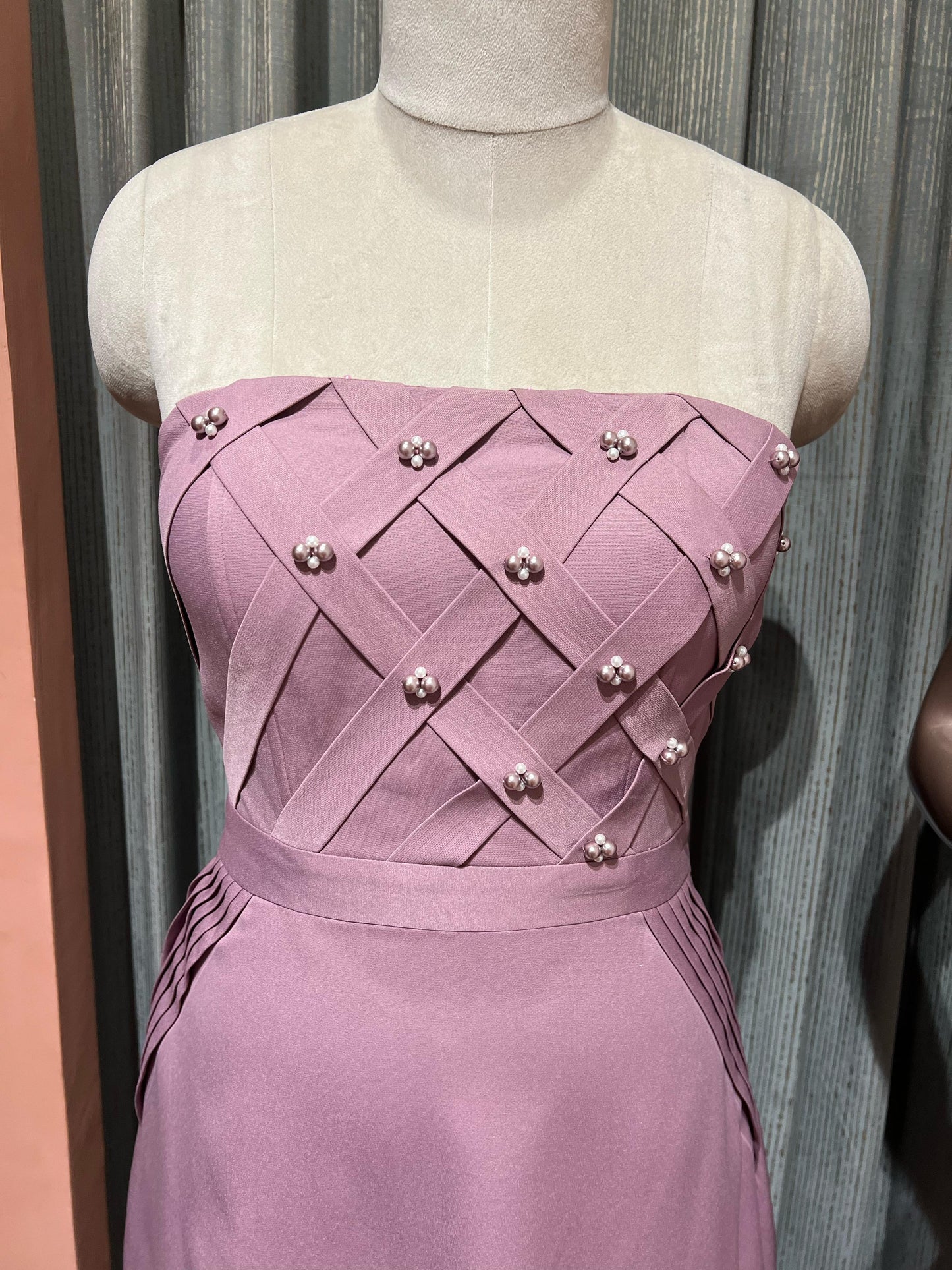 Short Dress Mauve Pleating