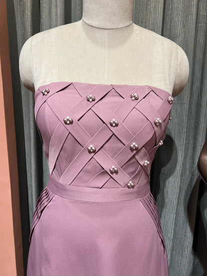 Short Dress Mauve Pleating