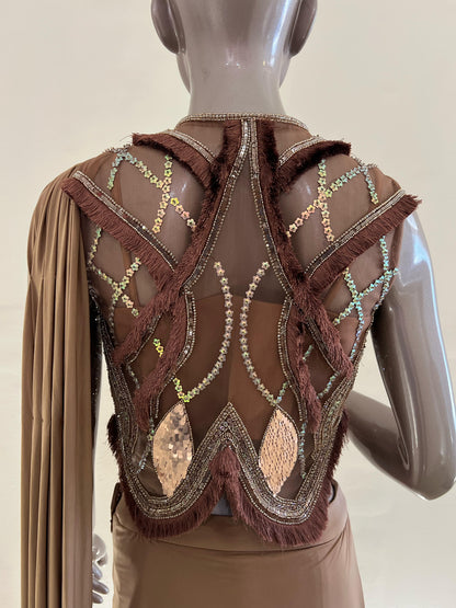 Mocha Jacket Style Drape Saree