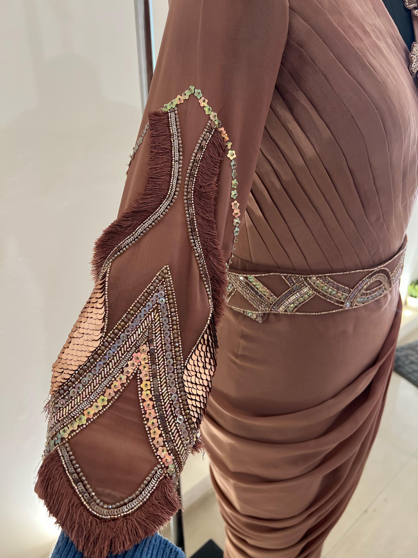 Mocha Jumpsuit Drape Saree