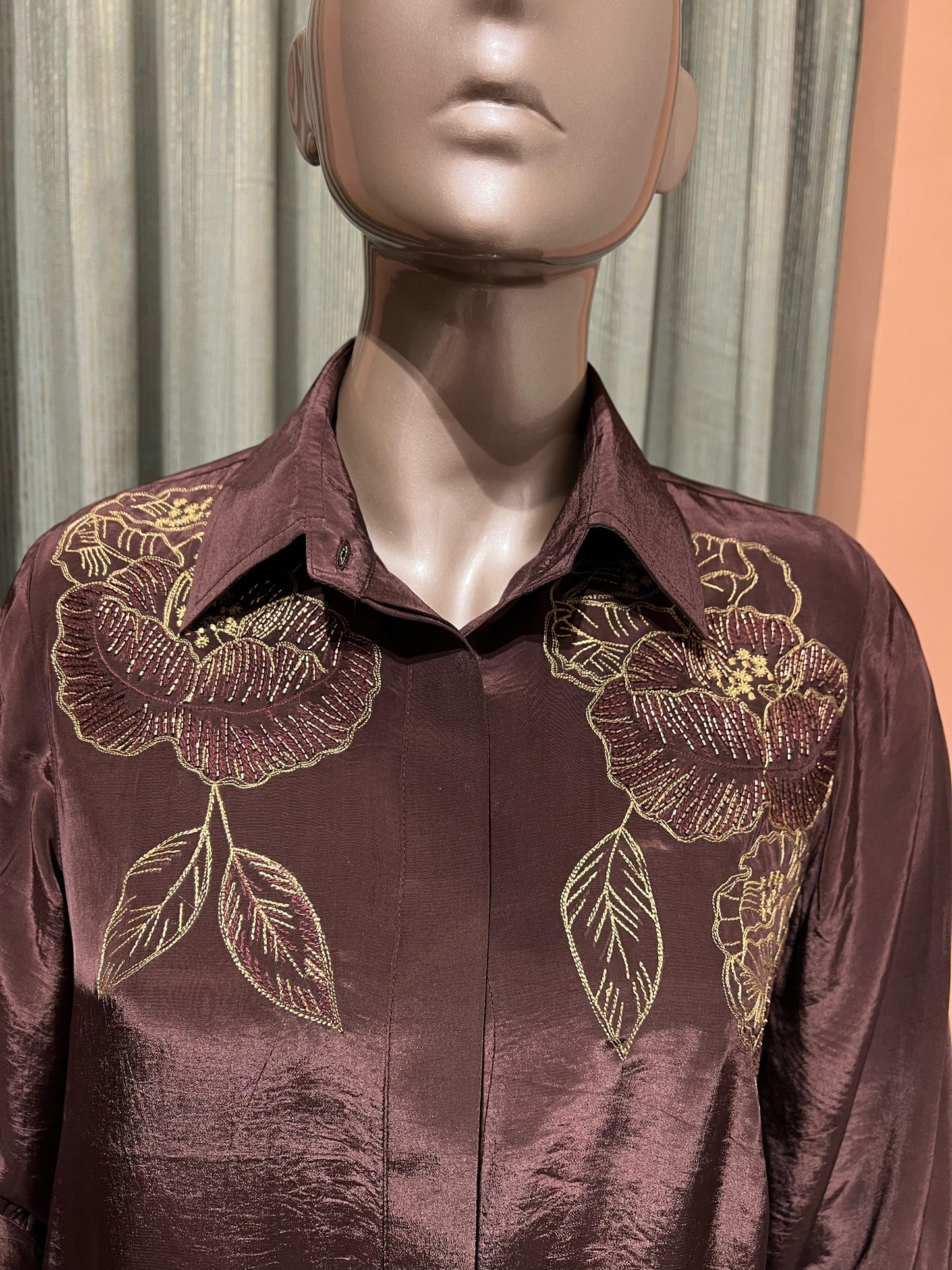 Brown Flower Embellished Co-ord Set