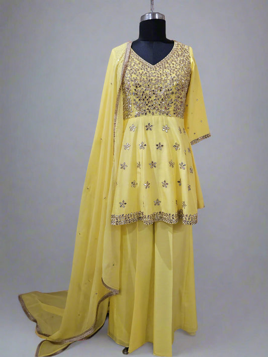 Zaafra Yellow Sharara Suit Set