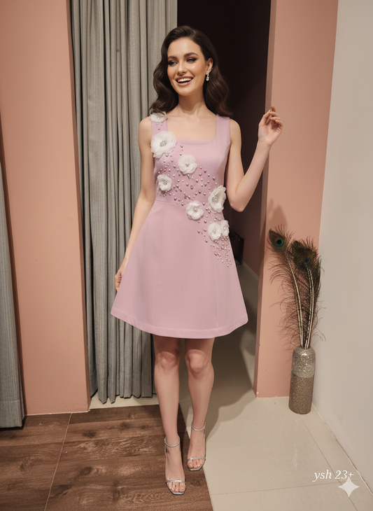 Short Dress Mauve Flower